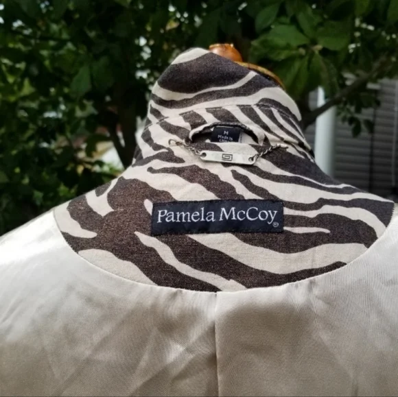 🆕️Pamela McCoy Linen Glittering Bronze animal print coat - Picture 7 of 9